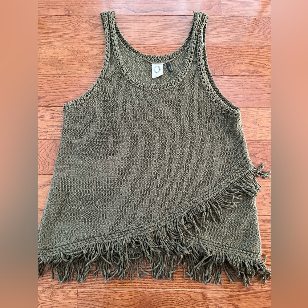 Anthropologie Akemi fringe tank olive green